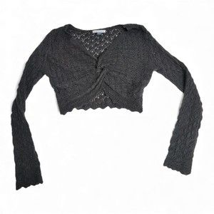 American Eagle Black Knit Cropped Twist-Front Shrug M